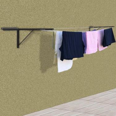 Imagem de Varal De Parede Dobrável Retrátil Articulável Mão Francesa 5 Cordas 20