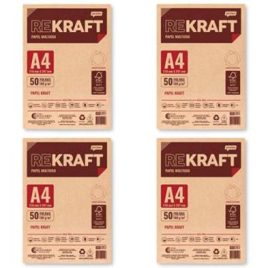 Imagem de Papel Kraft A4 180g reciclado multiuso kit com 200 folhas - jandaia