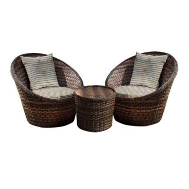 Imagem de Conjunto de Poltronas Fibra Sintética Bola - 2 Poltronas + 1 Mesa Cent