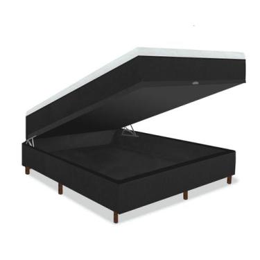 Imagem de Cama Box Baú e Colchão Magnético - Eco New Luxo, Preto, Casal