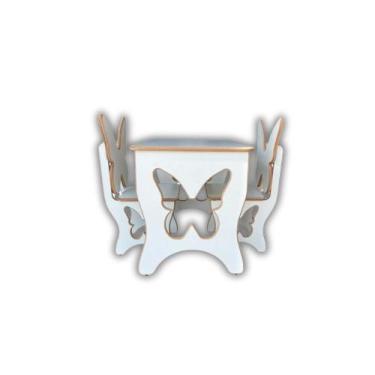 Imagem de Mesa Infantil Borboleta com duas cadeiras em mdf - J TEIXEIRA MOVEIS