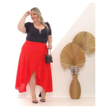 Imagem de Saia Envelope Plus Size Extragrande G1 G2 G3 Moda Verão, Vermelho