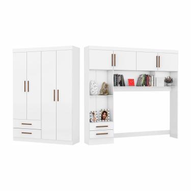 Imagem de Guarda-Roupa Casal Modulado 4 Portas Hercules 4 Portas 4 Gavetas Carioca Moveis - Branco