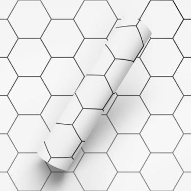 Imagem de Papel de Parede Adesivo Lavável Tema Hexágno Estilo Colmeia - BAZAR DO
