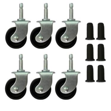 Imagem de (6pçs) Rodizio Fixo Pino 6mm + Bucha 10mm Roda 32mm Preto - ABCMAIOR