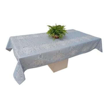 Imagem de Toalha De Mesa 10 Lugares Em Linhão 2,95m X 1,45m Qcasa Enxovais, Azul
