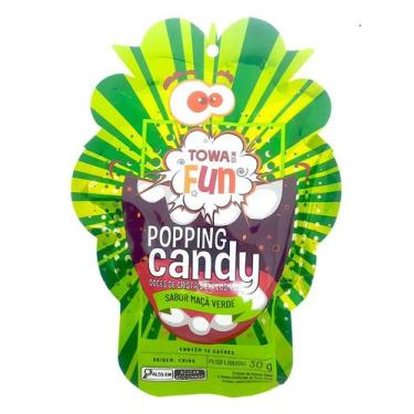 Imagem de Bala Explosiva Importada Popping Candy Sabor Maçã Verde 30g - Towa