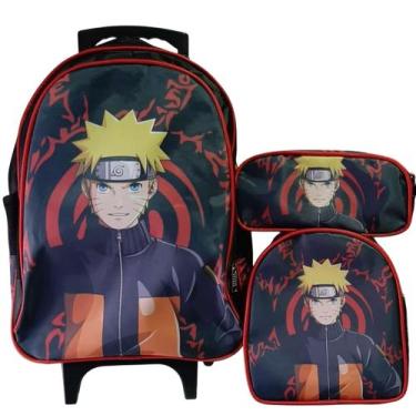 Imagem de Kit Mochila Naruto China Rodinha, Lancheira Térmica e Estojo - naciona