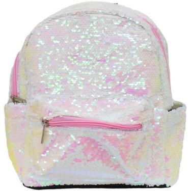 Imagem de Mochila Lantejoulas Branco E Rosa 29X13X36Cm - Taimes
