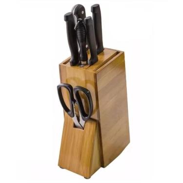 Imagem de Porta Facas Natural Cepo Suporte para Facas Cozinha Organização Faquei
