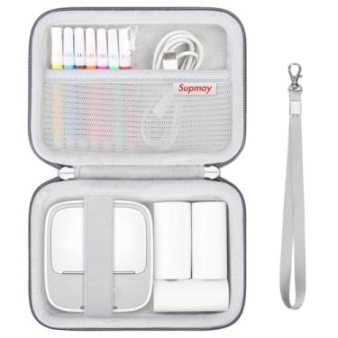 Imagem de Supmay Capa rígida para impressora iDPRT mini impressora de adesivos portátil, estojo de armazenamento de impressora de etiquetas térmicas com bolso de malha para rolo de papel adesivo, cabo USB,