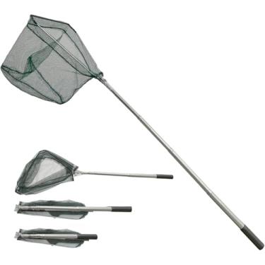 Imagem de YSDSDAKA Rede de Pouso de Pesca com Vara Telescópica de Aço Inoxidável, Cabo Longo de 61", Malha de Nylon Revestida de Borracha, para Truta Arco-Íris, Salmão, Caiaque, Peixe-Gato, Robalo, Truta, Camar