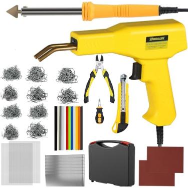 Imagem de Soldador de plástico, kit de solda de plástico 2 em 1, SONNLER 1000 peças, grampeador quente, kit de reparo de plástico para reparo de rachaduras de para-choques de carro com ferro, hastes, malha de