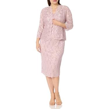 Imagem de S.L. Fashions Vestido feminino plus size sem mangas de renda com lantejoulas e jaqueta, Blush, 24 Plus