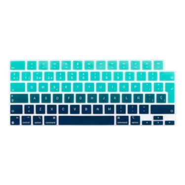 Imagem de WYGCH Capa de teclado espanhola para MacBook Air 34.5 cm 38.9 cm A2941 A2681/MacBook Pro 35.6 cm 40.6 cm A2779 A2442 A2780 A2485, protetor de teclado (layout da UE, azul)