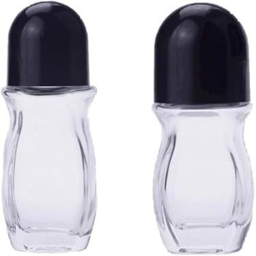 Imagem de Frascos de rolo de vidro transparente com bola de plástico, desodorante roll-on, recipientes de massagem, à prova de vazamento, frascos com tampa para óleos essenciais, perfume, cosméticos,