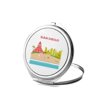 Imagem de SpreadPassion Espelho compacto San Diego, amante de presentes de San Diego, espelho fotográfico de San Diego, espelho de maquiagem de viagem pequeno espelho portátil, espelho de bolso portátil, ideia