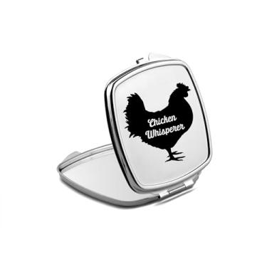 Imagem de SpreadPassion Espelho compacto Chicken Whisper, amante de presente de sussurro de galinha, espelho fotográfico de sussurro de galinha, espelho de maquiagem de viagem, espelho pequeno de mão, espelho