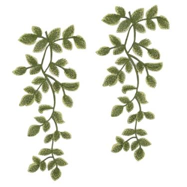Imagem de NICENEEDED 1 par de adesivos de videira com folhas de floresta verde, aplique de bordado de costura de folha, apliques decorativos de enfeites de renda para bolsas de roupas, acessórios faça você