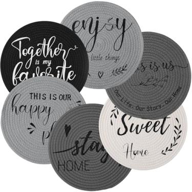 Imagem de Gandeer Jogo americano redondo de algodão de 33 cm, conjunto de 6 porta-copos boêmios, tapetes de mesa de jantar, laváveis, resistentes ao calor, tapetes circulares para casa de fazenda, acessórios