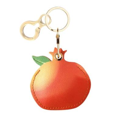 Imagem de Capa de couro compatível com AirTag, linda capa protetora para Apple Air Tag com anel de chaveiro, antiarranhões, rastreador GPS para chaves, bolsa, animais de estimação (omegranada)