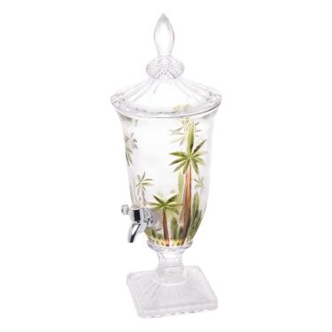 Imagem de Dispenser Suqueira de Cristal C/Pé e Tampa Palm Tree Handpaint 2 Litros Wolff