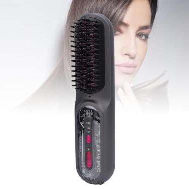 Imagem de Pente Alisador de Cabelo Sem Fio Iônico 3 Aquecimento USB Recarregável Revestimento Cerâmico Anti Escaldadura Escova de Cabelo Estilo a Qualquer Hora Em Qualquer Lugar Design