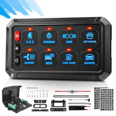 Imagem de Painel de interruptores 8 Gang, azul, 60 Amp 720/1440W, interruptor liga/desliga, controle de circuito momentâneo, fusível, carga para trailer, ATV, SUV, UTV, caminhão, carro, fuzileiro naval