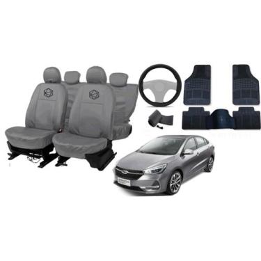 Imagem de Kit capa couro cinza Arrizo 5 2018-2022 + vol e chaveir - iron tech