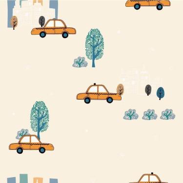 Imagem de Papel De Parede Fofura Baby Carrinhos Fundo Bege Ff4010