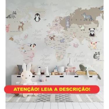 Imagem de Papel De Parede Infantil De Mapa Mundi Em Tons Pasteis - AloPapers, 1,