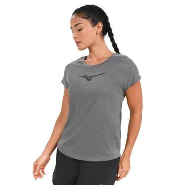 Imagem de Camiseta de Corrida Feminina Mizuno Spark Big Logo, Preto, GG