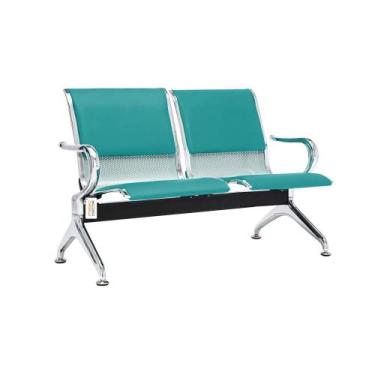 Imagem de Cadeira Longarina Com Est Cromada 2 Lugares Colors - Mak Decor, Aqua