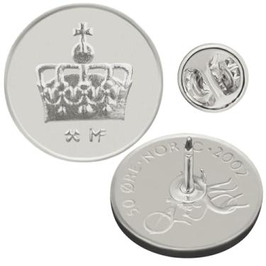 Imagem de Crachá de broche de moeda genuíno | Joias colecionáveis vintage | Banhado a níquel | Muitos países | Acessório de terno clássico para vestido formal, Norway, Latão, Sem Pedra Preciosa