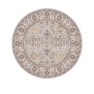 Imagem de HJZSZX Tapete redondo vintage, tapete decorativo artístico para sala de estar, fácil de limpar, lavável, sofá, quarto, tapete de brincar, YY008, F, diâmetro 160 cm