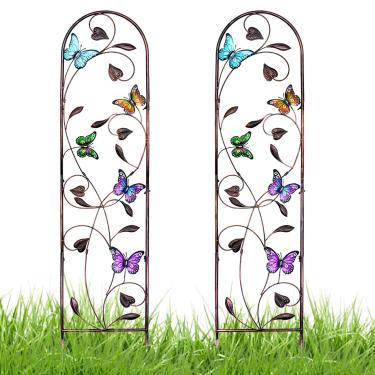 Imagem de aboxoo Conjunto De 2 Pacotes De Treliça De Jardim De Metal Borboleta Para Plantas Trepadeiras, Treliça De Arco De Flores Decorativas Ao Ar Livre Para Pátio Externo, Jardim, Gramado, Quintal, Quintal