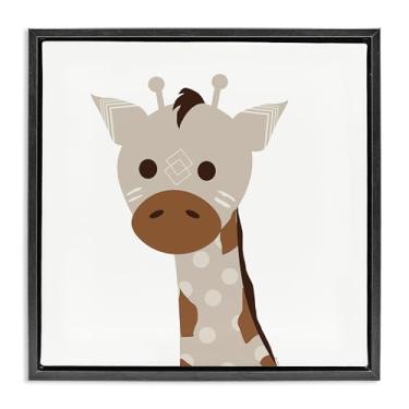 Imagem de Stupell Industries Design de arte de parede em tela emoldurada girafa preta flutuante de tom neutro por Daniela Santiago, 63 x 63 cm