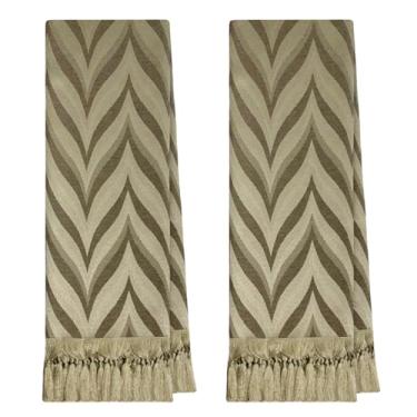 Imagem de 2 Mantas Xale Para Poltrona Pequena Peseira 0,70 X 1,80 (ZIG ZAG 142 BEGE E MARROM)
