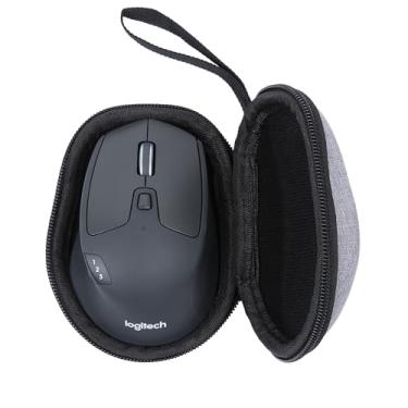 Imagem de Ginsco Capa rígida de viagem compatível com mouse sem fio Logitech M720 Triathlon/M705 Marathon/M510/M550/M330/M317/M196/M185, capa de armazenamento rígida universal (cinza, M)