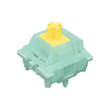 Imagem de Fejwlvs Interruptores de teclado Gateron Jade série Goldenrod Yellow Pro, interruptores de teclado LED RGB pré-lubrificados de 5 pinos 55gf RGB para teclado mecânico MX (108 peças)