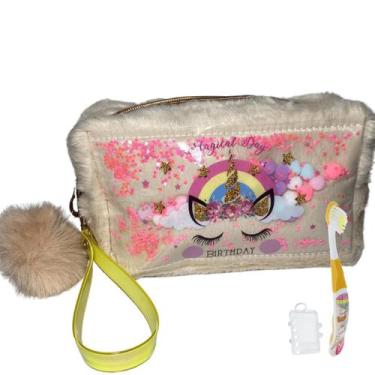 Imagem de Estojo Mágico de Unicórnio Felpudo Com Chaveiro de PomPom  - Mormino, 