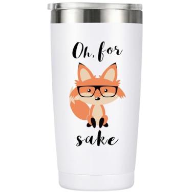 Imagem de Oh, For Fox Sake - Copo engraçado de aço inoxidável de 590 ml, presente de aniversário exclusivo para mulheres e homens, presente de escritório perfeito para colegas de trabalho e melhores amigos