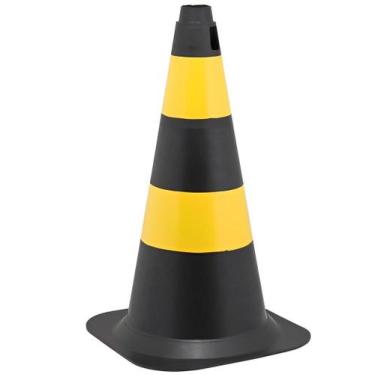 Imagem de Cone Para Sinalização Preto Amarelo 50cm - EPI 360