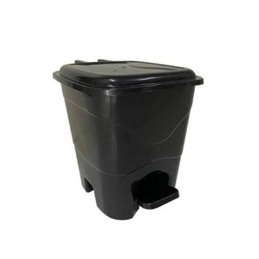 Imagem de Lixeira de Pedal 7 Litros Preta Fplas Banheiro Cozinha Escritorio - Tp