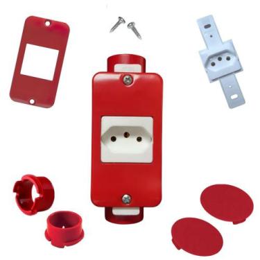 Imagem de KIT Tomada Simples Branca 10a + Condulete Sobrepor 4/2pol + Placa + Ad