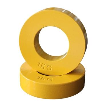 Imagem de Vaveren 2 peças placas de micro peso fracionário alteram as placas de peso adicionais para o levantamento de energia progressiva da academia de academia, Amarelo 1 Kg