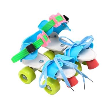 Imagem de rockible Patins de patins ajustáveis ​​para crianças, fila dupla, treinamento fácil de 4 rodas Rollerskate para crianças meninos iniciantes e meninas presentes, Azul Colorido