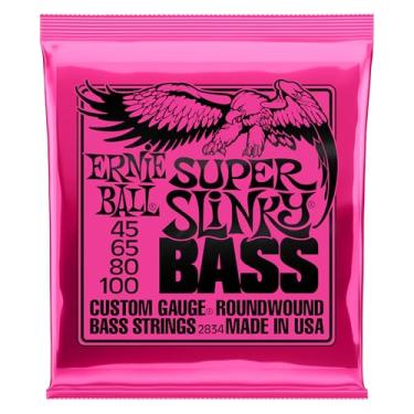 Imagem de Cordas para baixo Ernie Ball Super Slinky P02834, revestimento de níquel, calibre 45-100
