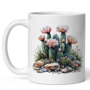 Imagem de No Thorns Media Caneca de cacto 325 ml Caneca de café bonita cerâmica branca para lembrança planta presente casa escritório cozinha ID44991