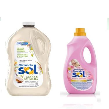 Imagem de Kit Lava Roupas 3 Litros Coco e Baunilha + Amaciante Girando Sol 2 Lt 